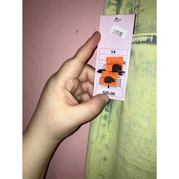 NWT Wild Fable yellow acid wash style Highest rise 90's straight jeans size 14 - Picture 3 of 8